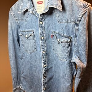 Levi's Pale Blue Denim Slim Fit Western Shirt